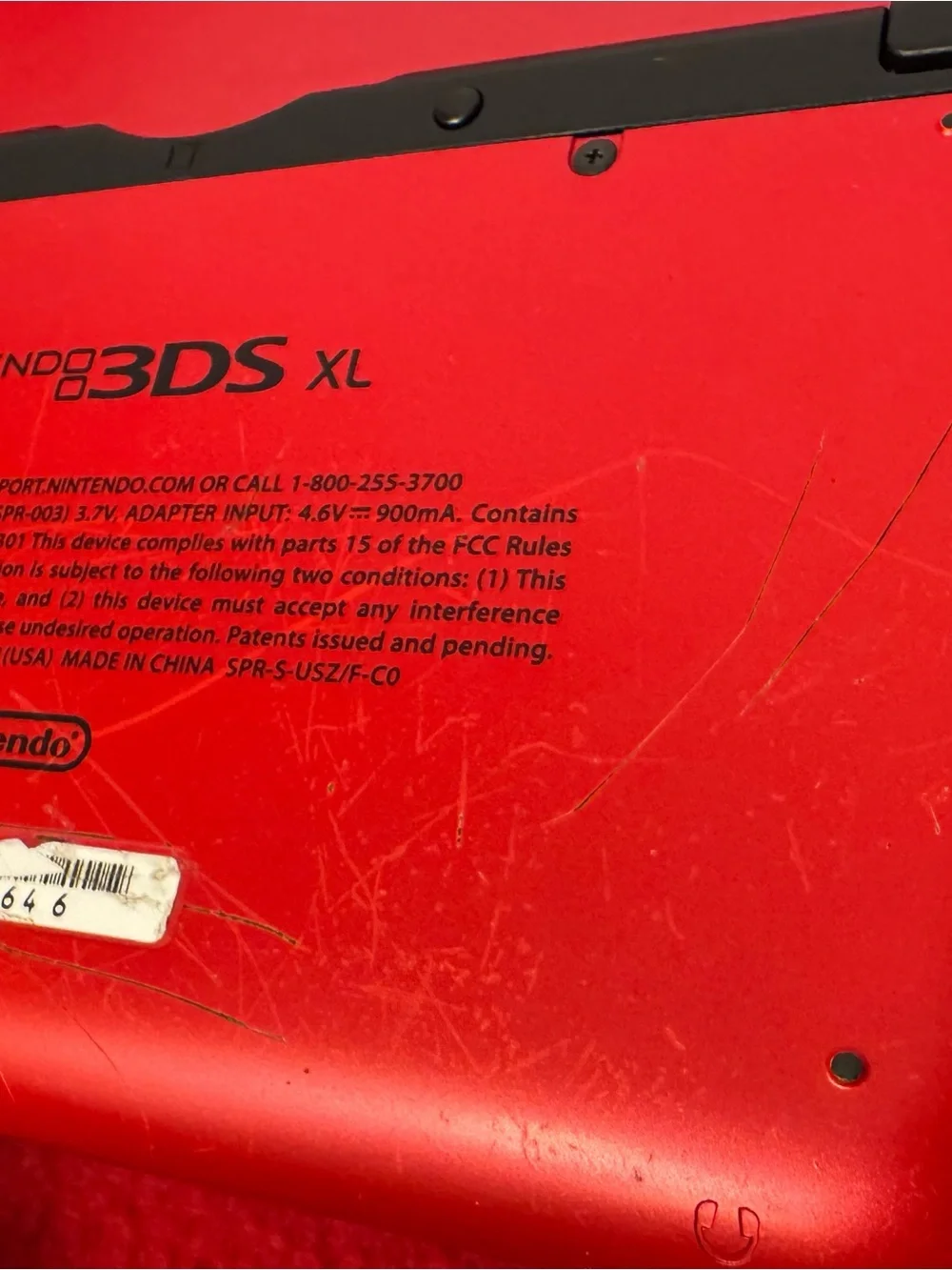 Nintendo 3DS XL Handheld Console Red + Charger W/SD Card Tested- ( Read
